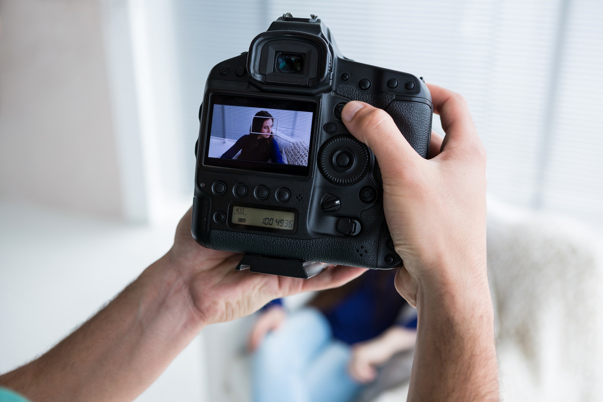 Photograph of a model in the camera